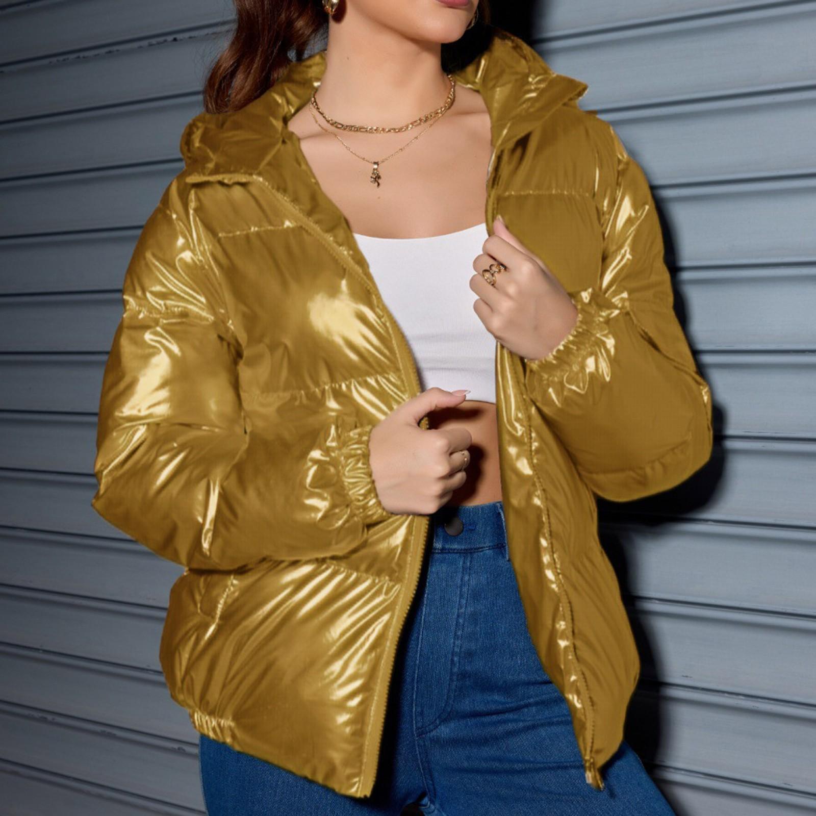 

Женская зимняя теплая хлопковая куртка с несколькими карманами и капюшоном Aipper XXXXXL золотой