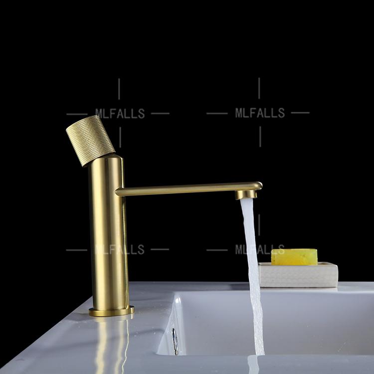 Modern Design Bathroom Brushed Gold Single Handle Basin Mixer Tap