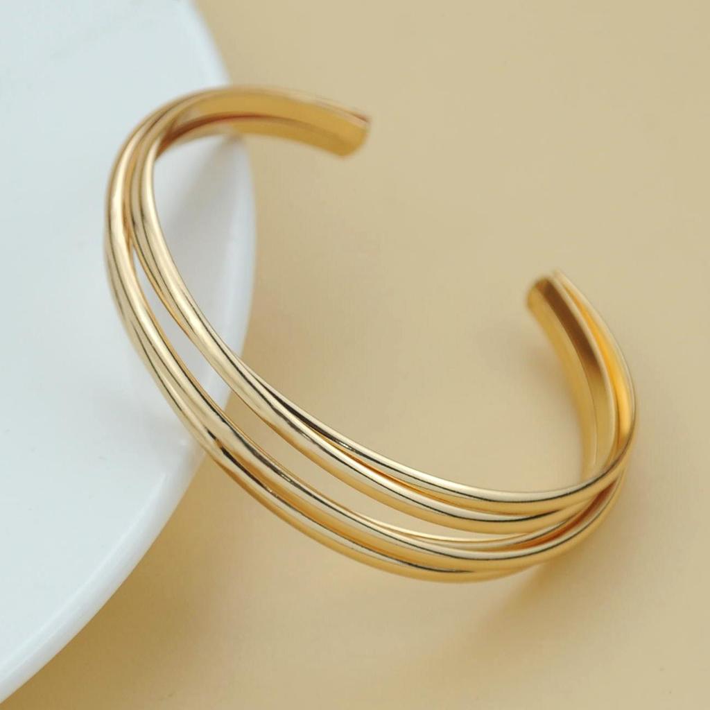 2024 Trendy Multi-Strand Intersecting Opening Bracelet for Women - KC Gold Light Luxury Niche Exquisite Armlet