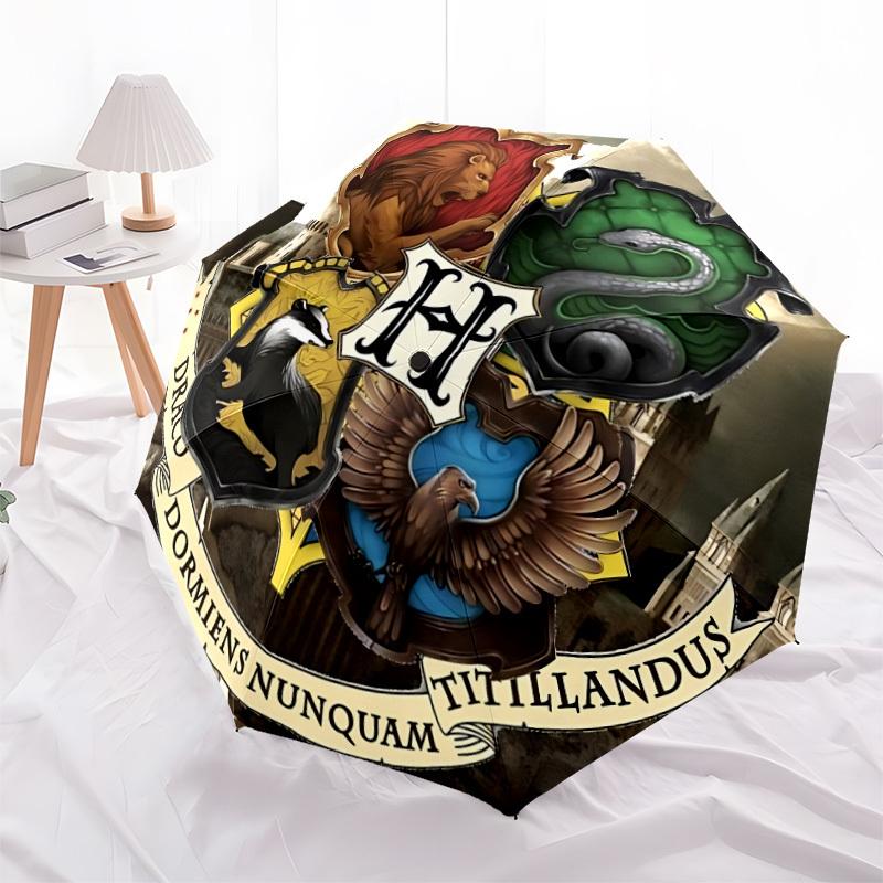 1pc Hogwarts Crest Automatic Folding Umbrella - Sturdy 8-Rib Polyester Canopy,Sun-Defying Travel Companion yy251023161
