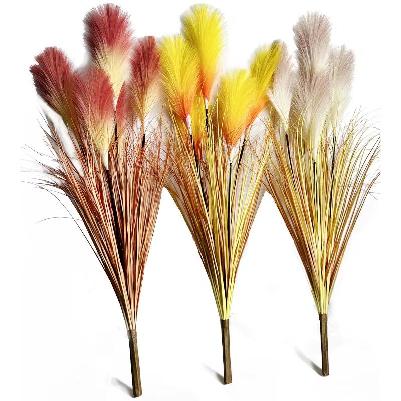 Neuer künstlicher Schilfstrauß Seiden-Zwiebelgras Große künstliche Pflanze Ernte Hochzeitsblume Herbstpflanzen für Heim-, Zimmer-, Partydekoration