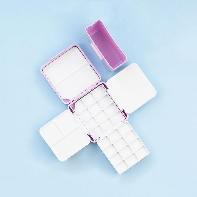 Portable Travel Watercolor Plastic 12/24 Grids Painting Box With Palette Half Pan Mini Paint Storage Case For Art Supplies
