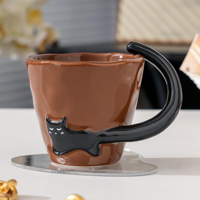 

Simple style cat mug high value cute breakfast cup ceramic personalized souvenir cute drinking cup 300ml