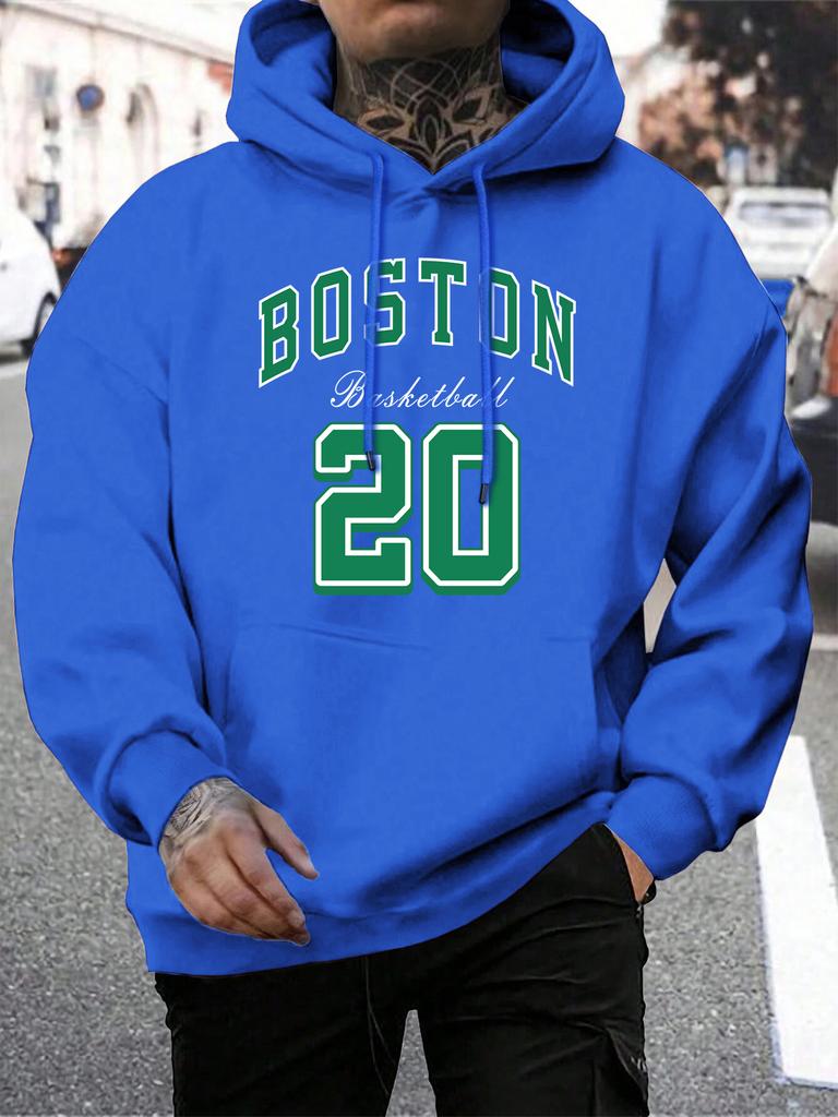 Boston City Print Herren Hoodie Harajuku Lockerer Pullover Mode Fleece Warmer Hoodie Mann Vintage Herbst Rundhals Oberteil