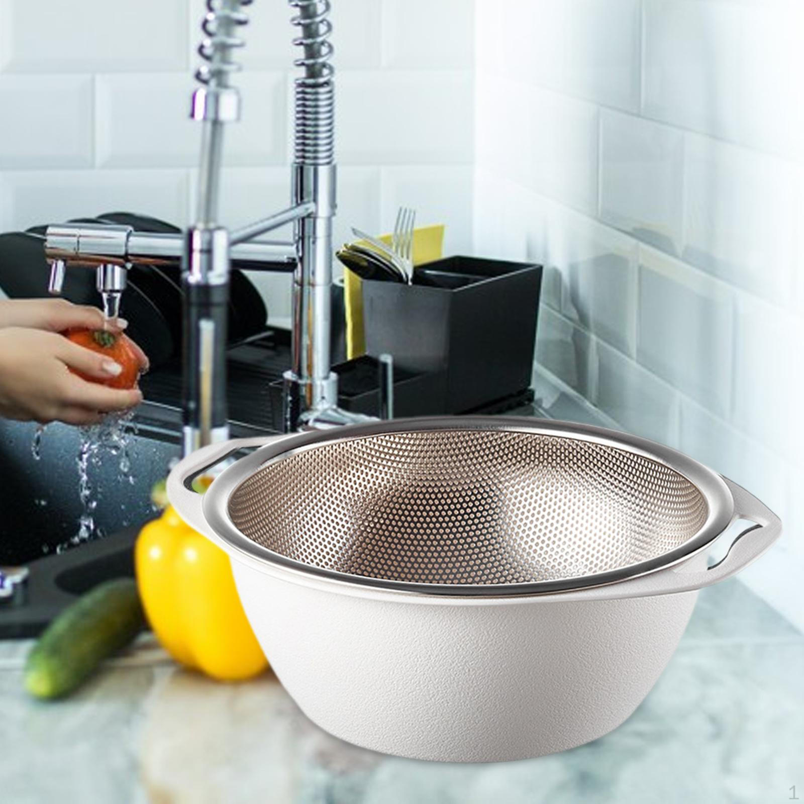 

Кухонное сито из нержавеющей стали для риса и овощей White M