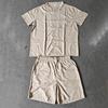 Men's Casual Solid Color Button-Down Shirt & Shorts Set - Summer Vacation Wear
