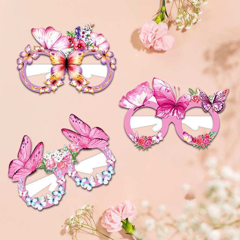 12Pcs Butterfly Paper Glasses Spring Butterfly Party Decoration Butterfly Glasses Frame Photos Props Birthday Party Gifts