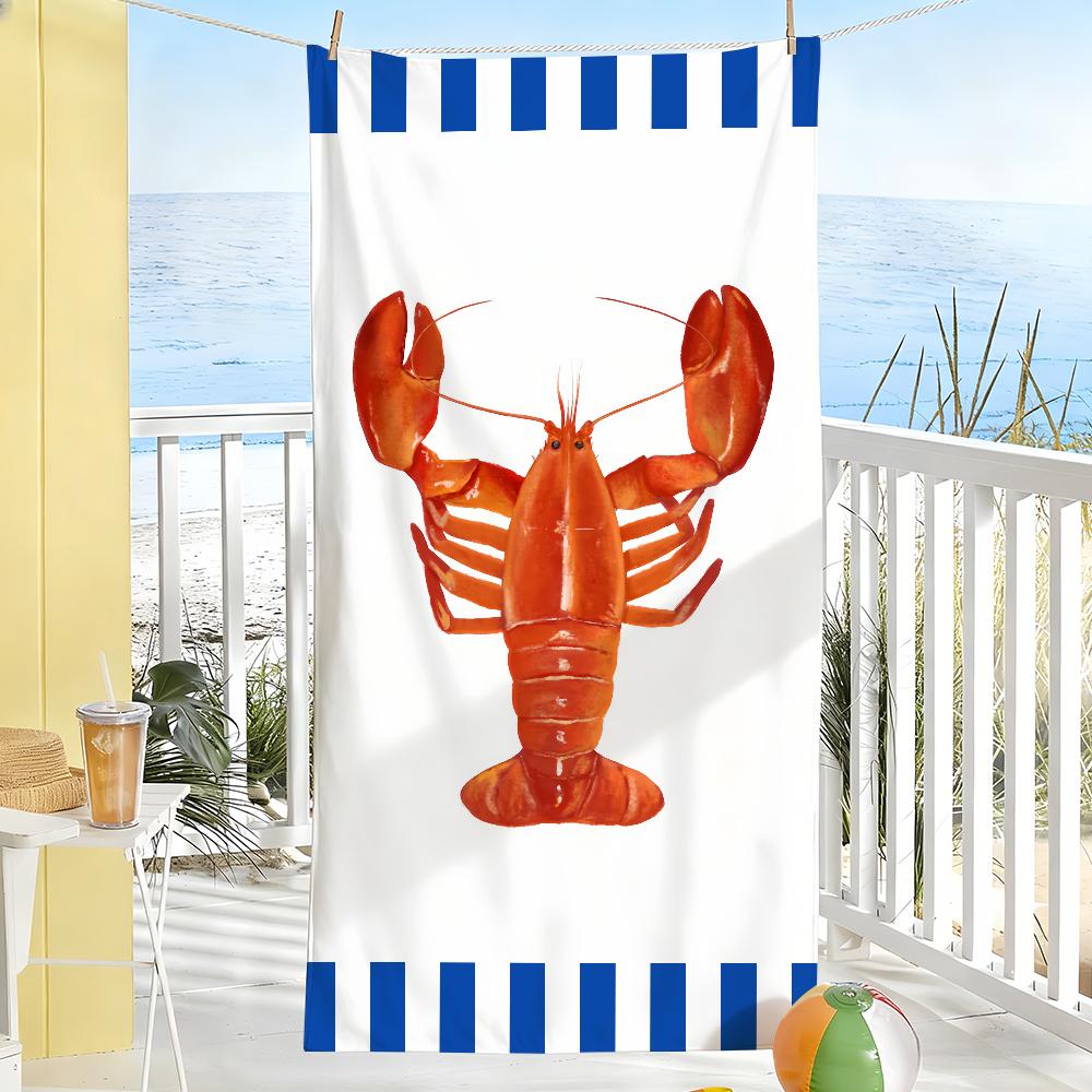 Serviette Rayée Bleue Rouge Invité Homard Douce Piscine Cadeau Pour Voyage Salle de Sport Douche Camping Séchage Rapide Sport Grande Serviette de Plage