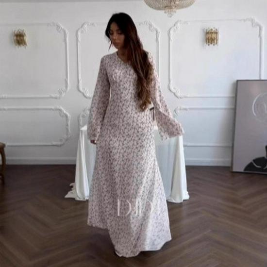 2025 Floral Slimming Autumn Long Dress for Women