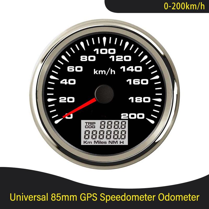 85mm Boat Car 0-120KM/H 0-200KM/H GPS Speedometer with 8 Colors Backlight Waterproof Speedometer 9~32V Trip\COG\ODO