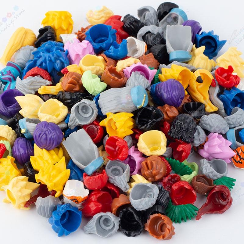 30pcs 50PCS 100PCS Random Hair Model Movie Anime Cartoon Series Character Accessories MOC Building Blocks Toys For Children Gift