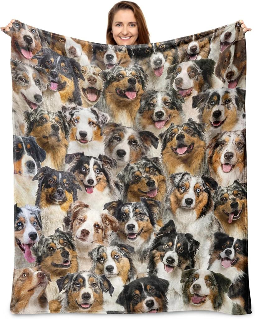 1PC Cute Dogs Pattern Throw Thin Blanket Gifts for Couch Bed Car Home Camping for Animals Kinds of Dogs Lovers All Season Use