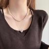 Minimal Silver Tone Heart Pearl Necklace, Double Layer Stackable Hoodie Chain Luxury Sweater Chain