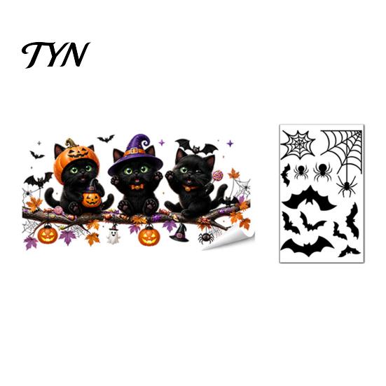 Decorative Window Film Halloween Ghost Glass Sticker, Cartoon Static Cling for Easy Apply Sticker Parties, Waterproof Decoration Decal