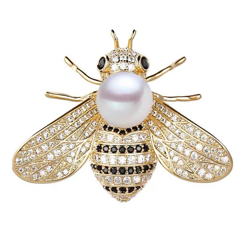 Broche abeille en perles: Bijoux et accessoires vestimentaires rétro pour femmes, motif insectes
