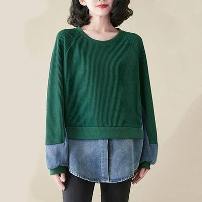 Oversized gebreide denim top met lange mouwen casual losse lente herfst winter pullover trui kleding dames truien