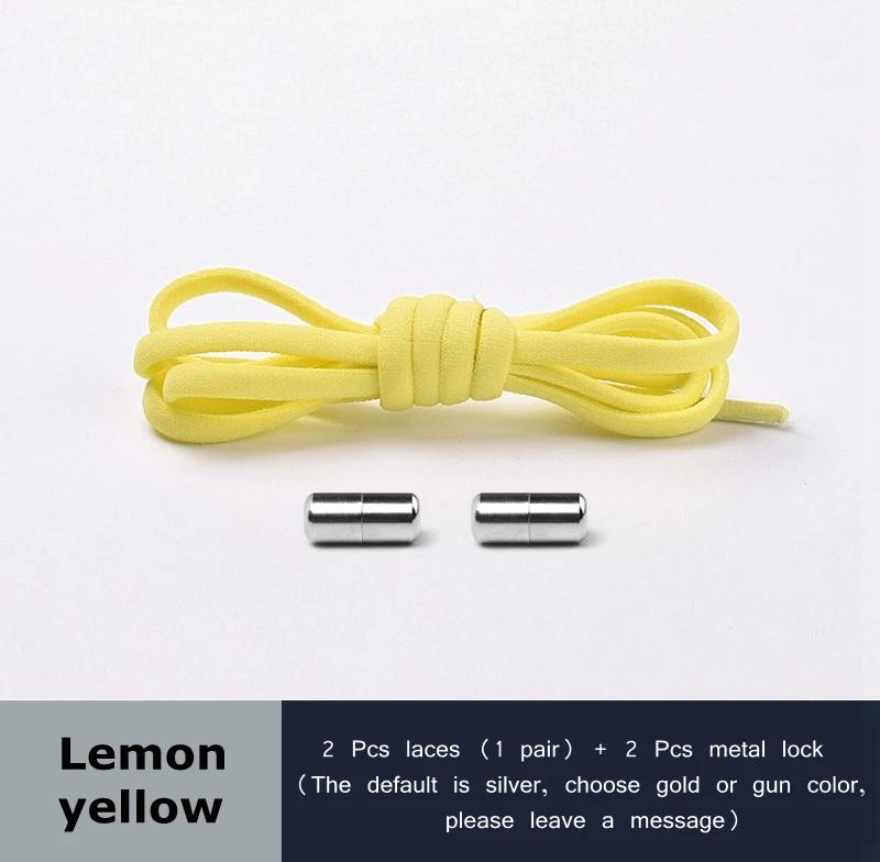 Elastic Shoelaces Round Metal Lock Shoe Laces Without Ties Convenient And Safe Lazy Shoes Lace For Sneakers Accessories