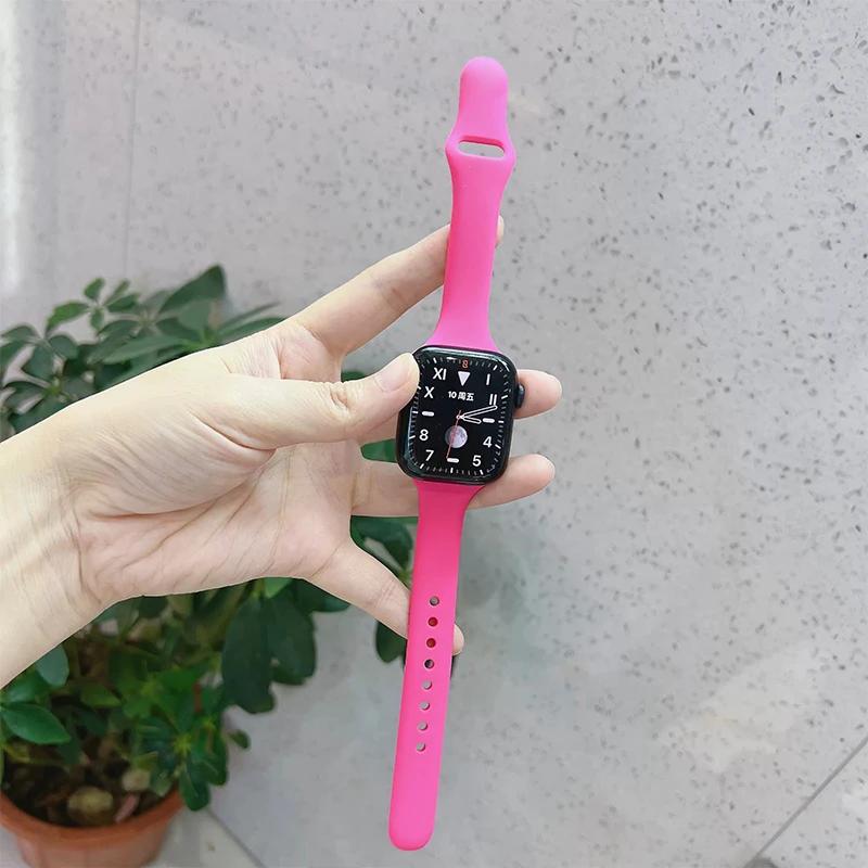 Slim Strap for Apple Watch Band 44mm 40mm 38mm 42mm Ultra 49mm Silicone Bracelet Correa iWatch Series 6 Se 5 4 3 7 8 45mm 41mm