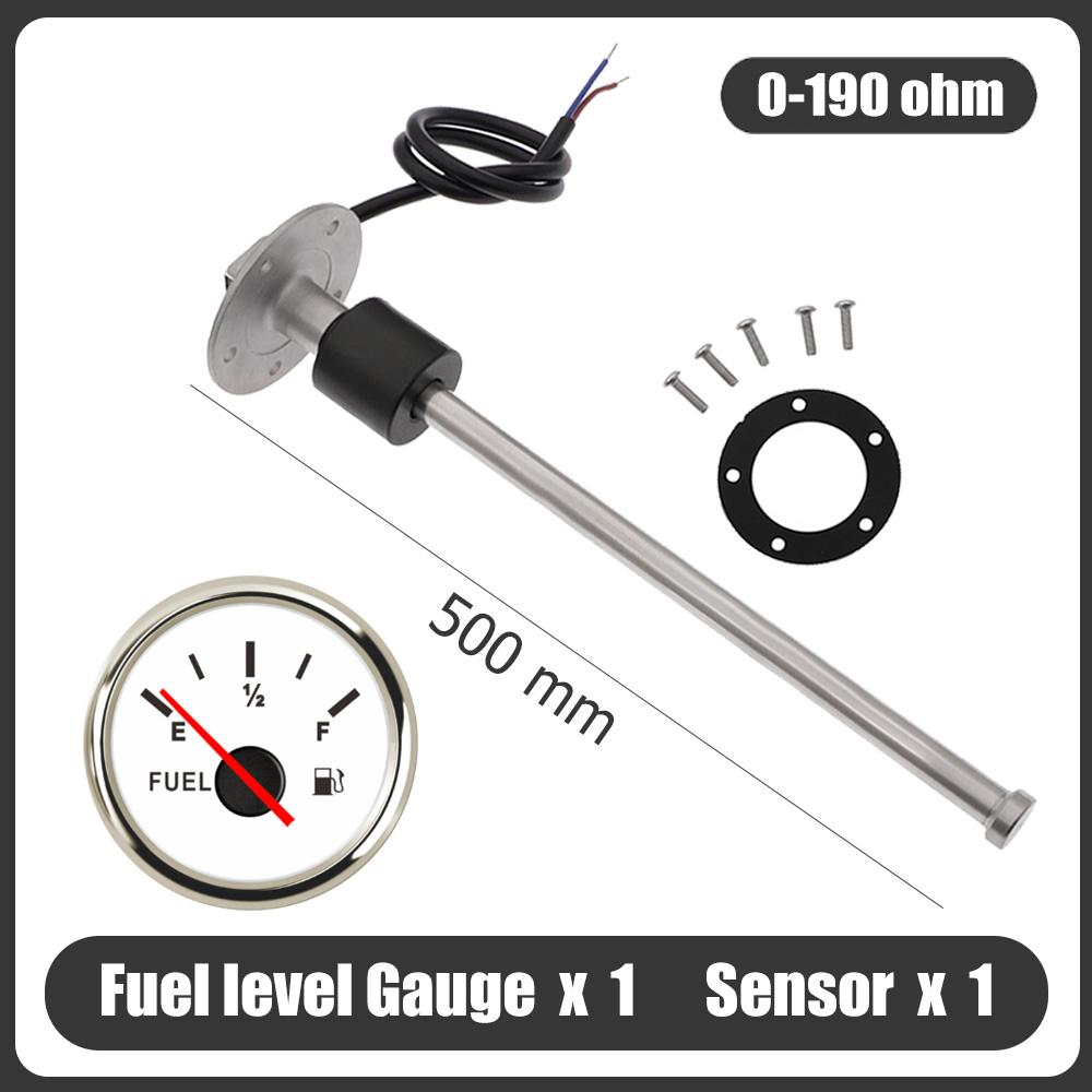 0-190 Ohm Fuel Level Guage Meter 400mm 450mm 500mm 550mm Fuel Level Sensor 52MM Fuel gauge For Marine Boat Car Truck