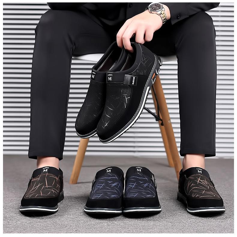 Klassiska Casual Herrskor i Läder Slip-On Loafers för Män Mode Business Kontor Herr Arbets Flats Trend Körskor Stor Storlek