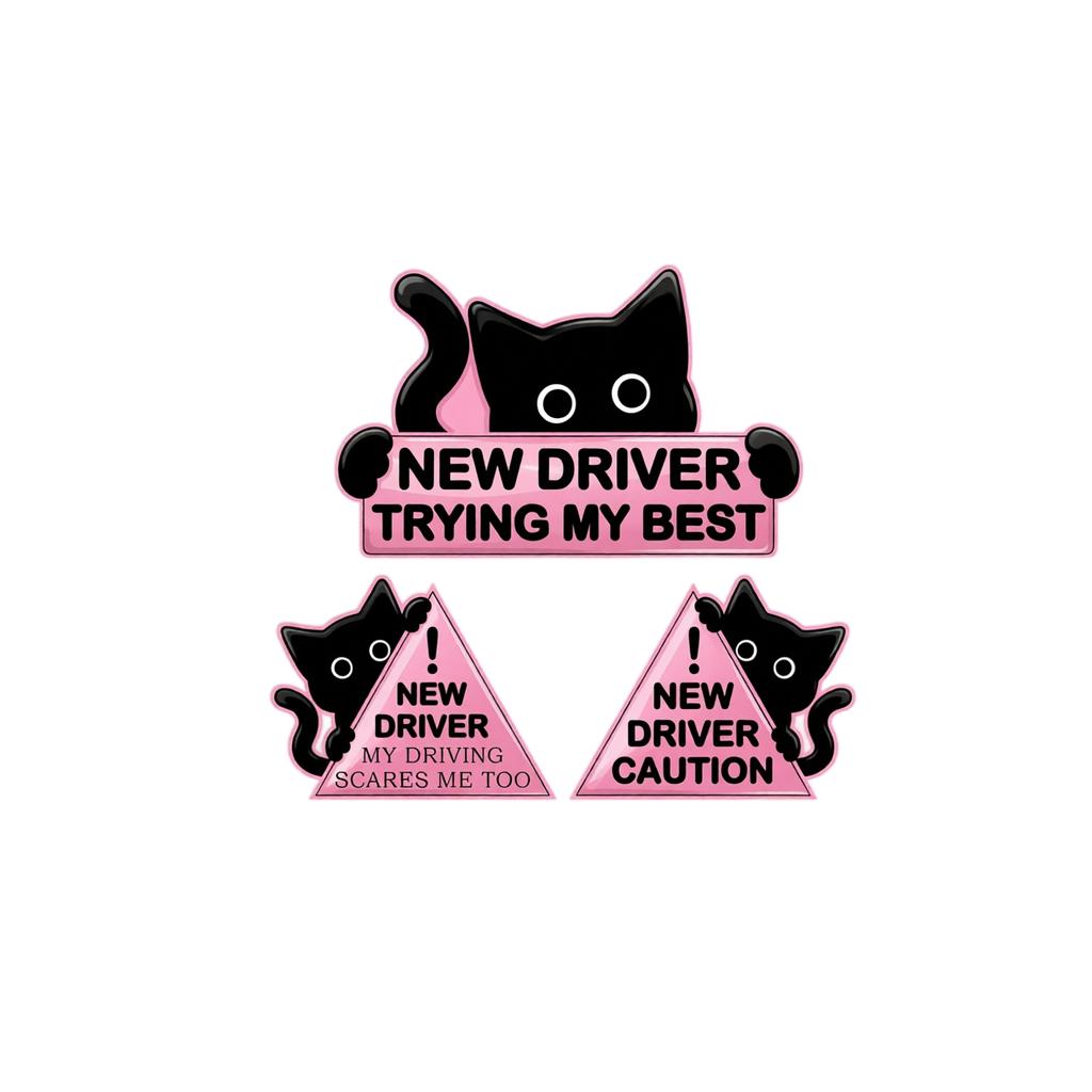Magnetic Reflective Bumper Sticker for Student Driver - Design Decal with English Text