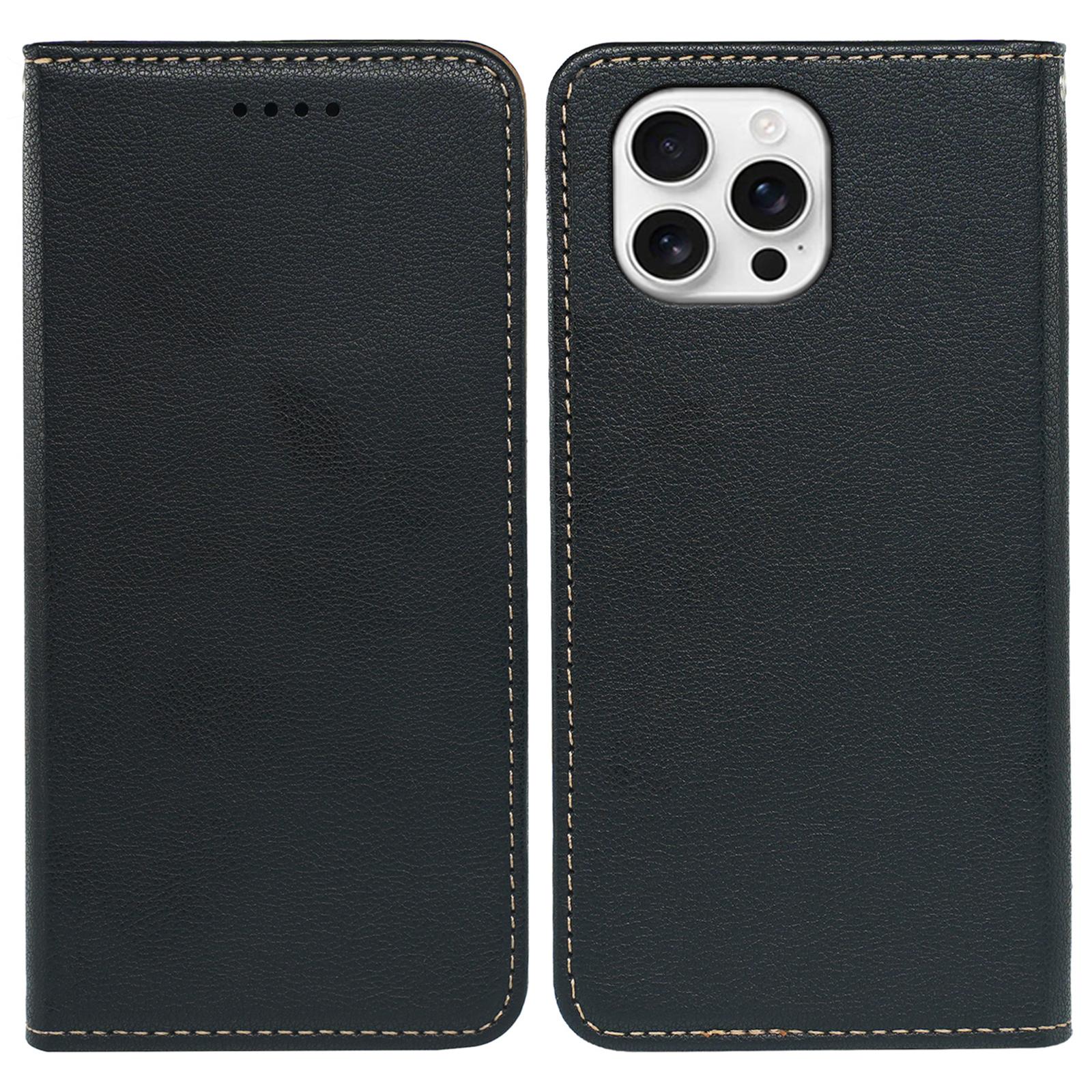 

For iPhone 15 Pro Max Case Wallet RFID Blocking Leather Phone Cover Strong Magnetic Closure Black