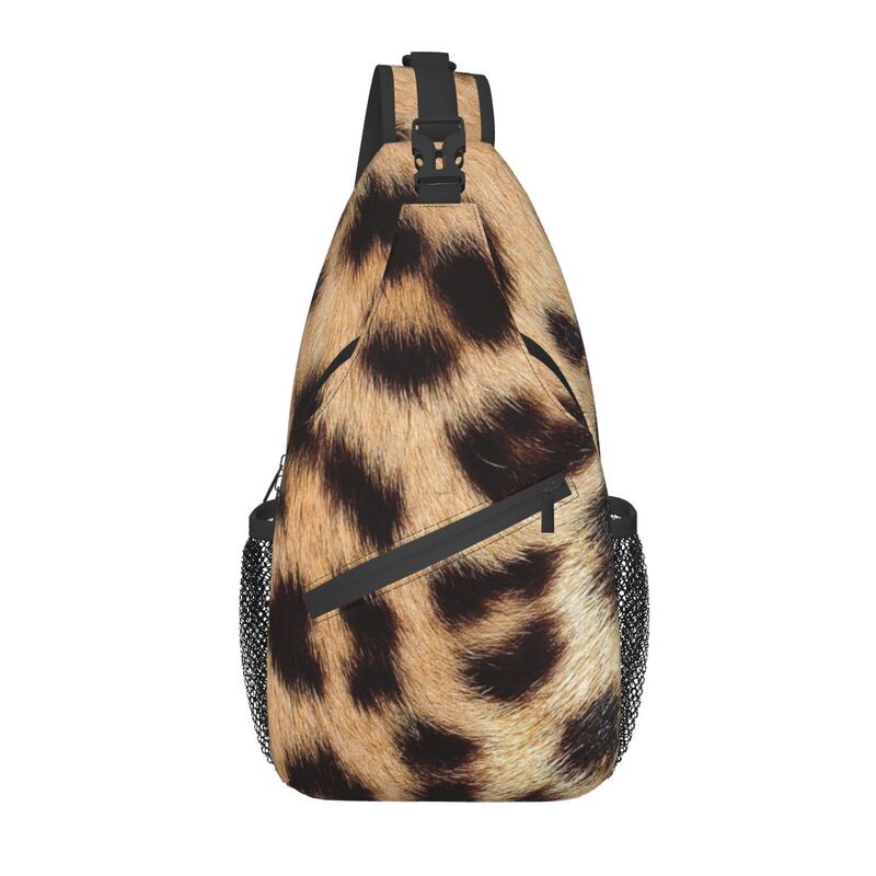 Leopard Skin Texture Crossbody Sling Backpack Men Custom Animal Fur Pattern Chest Shoulder Bag for Traveling Daypack