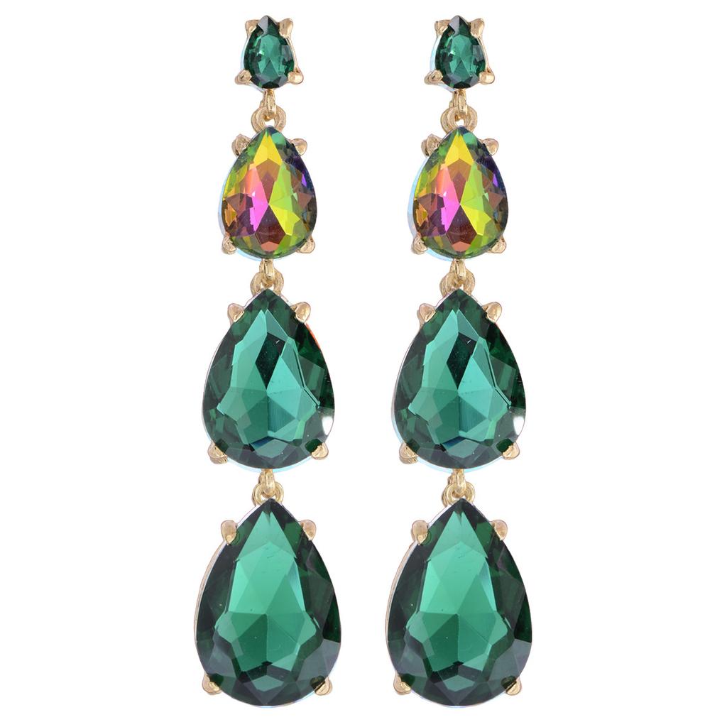 Luxury Teardrop Long Earrings Full Rhinestone Exaggerated Dangle Earrings Fashionable Elegant Versatile Jewelry For Women