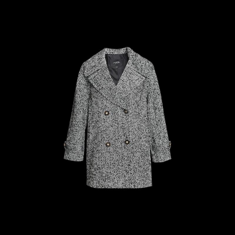 She Tu Women's Mid-Length Double-Breasted Wool Blend Coat