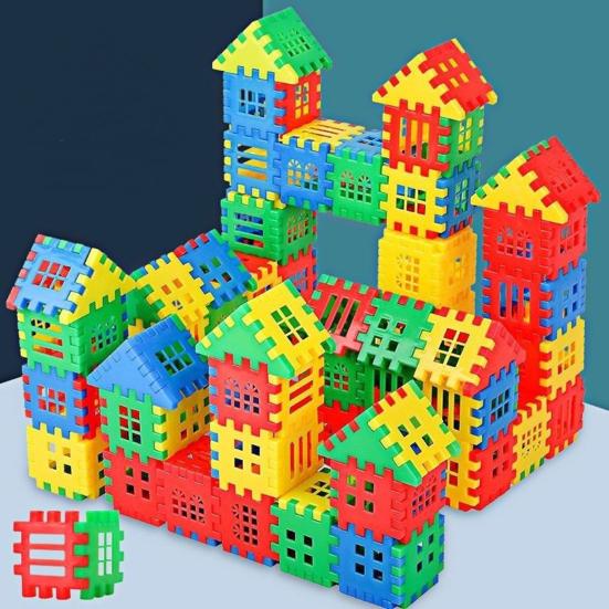 140/160/260Pcs Kids Waffle Building Blocks Toy Toddlers Boys Girls Interlocking Blocks Construction Learning STEM Educational Toy Set