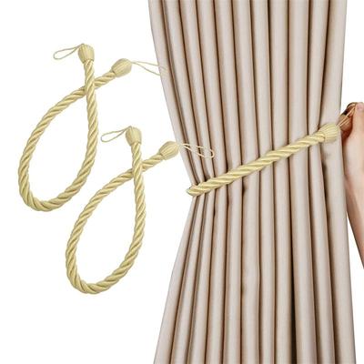 2Pcs Curtain Tiebacks Window Drapery Ropes Holdbacks Cotton Rope Weave Tie Curtain Holder Buckles Home Decorative Accessories