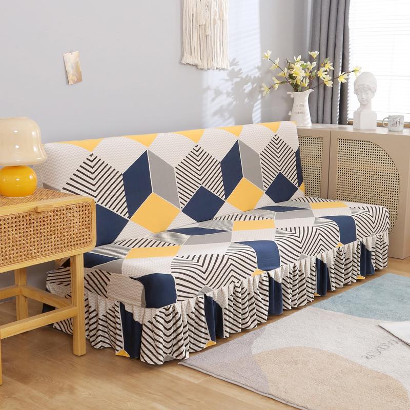 

Floral Printed Armless Futon Covers with Skirt Stretch All-inclusive Folding Sofa Bed Cover Sofa Cover for Kids,Pets Washable S 120-150cm