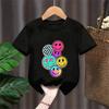 Kids Cartoon Smiley Face Print Short-sleeved T-shirt Casual and Versatile Style Suitable for Children's Outings and Daily Wear