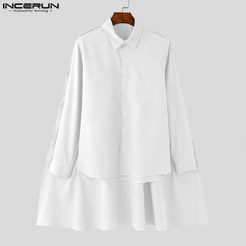 INCERUN Camisas irregulares con botones y mangas largas para hombre, de primavera