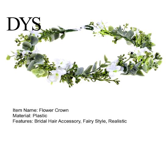 Green Leaf Hair Wreath Bridal Flower Crown Fairy Style Artificial Flowers Eucalyptus Forest Headband Chaplet Head for Weddings Beach Vacation
