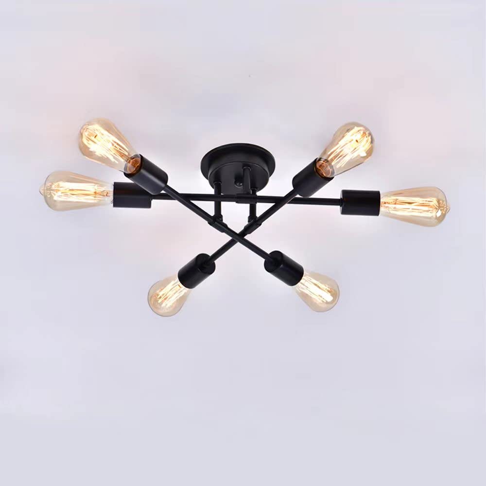 

Nordic-style 6-light pendant light, antique retro design, ceiling light, hanging bulb, stylish, for dining rooms, living rooms, and living rooms, LED