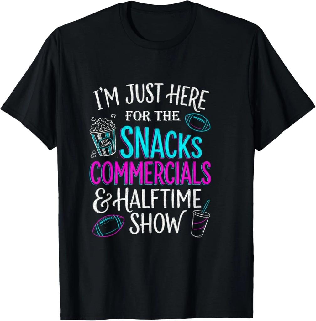 I'm Just Here for The Snacks Commercials Halftime Show 100% Cotton T-shirt Mens Tees Top
