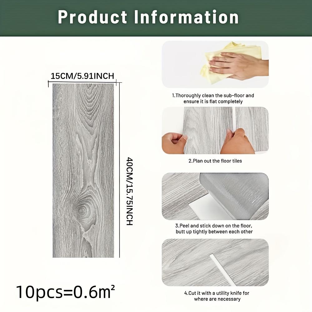 10Pcs 40x15cm PVC Floor Stickers Self-adhesive Stickers Waterproof Thickened Wood Grain Floor Stickers Stickers Living Room