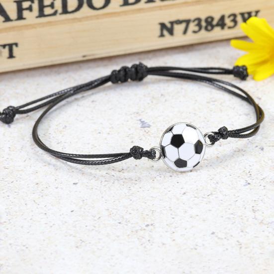 Pulseira esportiva futebol trançado unissex ajustável cera linha pulseira fã presente