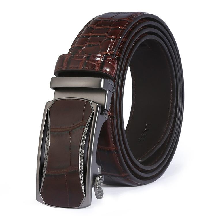 New Belt Men's Cowhide Alloy Automatic Buckle Belt Casual Pattern of Young and Middle-aged Waistband