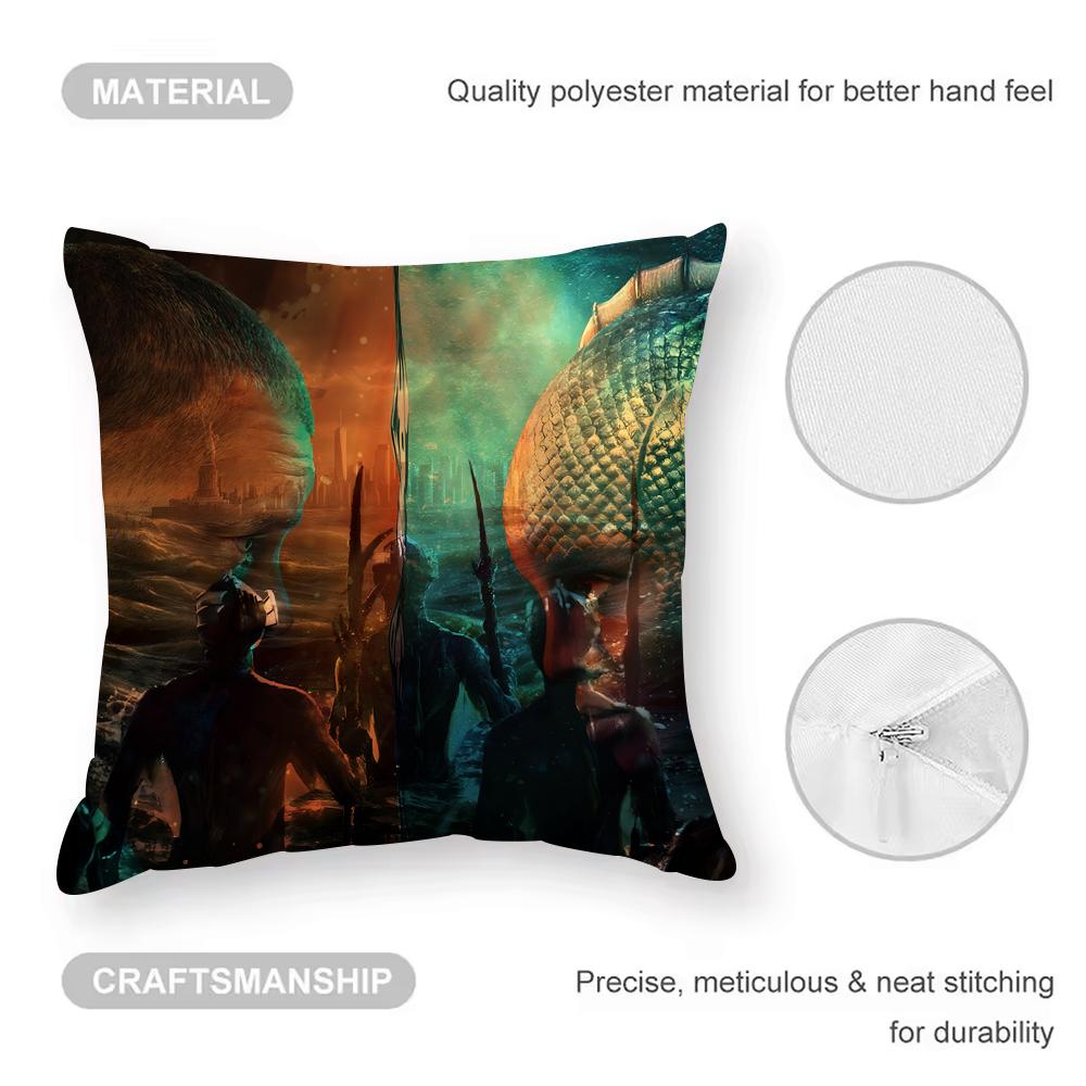 Cushion Cover Anti-dustmite Pillowcase Invisible Zipper Silky Short Plush Sofa Cushion Cover The War Between The Land And The Se