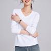 White Women's Long-sleeved Bottoming Shirt Spring and Autumn New Shirt with T-shirt Mercerized Cotton Stunning Top
