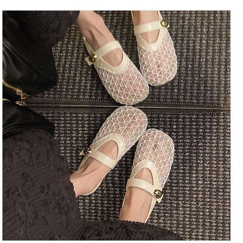 Fashion outer wear hollow bag head half slippers women's summer 2025 new versatile popular flat-bottomed mesh sandals