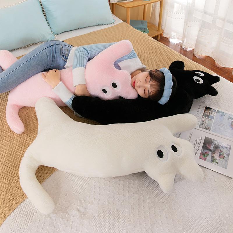 Cute Cat Long Throw Pillow Cute Kitten Plush Toy Male Child Sleeping Soothing Doll
