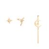 3Pcs Women Rhinestone Star Moon Bar Fashion Ear Studs Earrings Set Party Jewelry