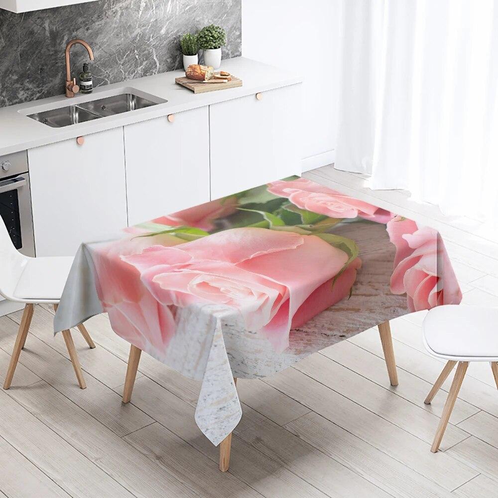 Blumentischdecke, Rose, Tulpe, Restaurant, Tischdekoration, Hochzeit, Antifouling, rechteckig