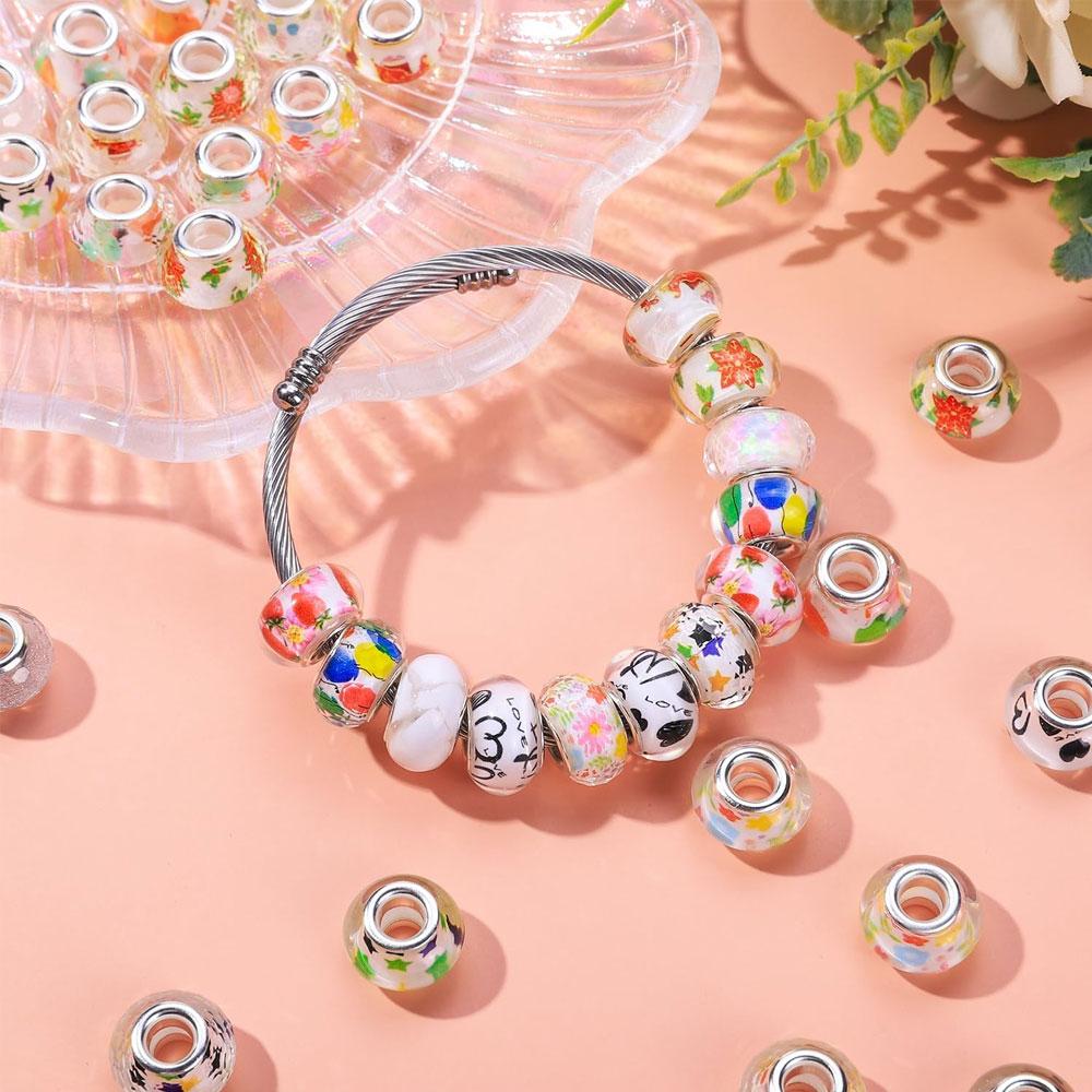 10/30/50 Stück Harzmaterial Großlochperlen Europäische Bastelperlen Gemischte Spacerperlen, Europäische Großlochperlen DIY Schmuckherstellung Produkte