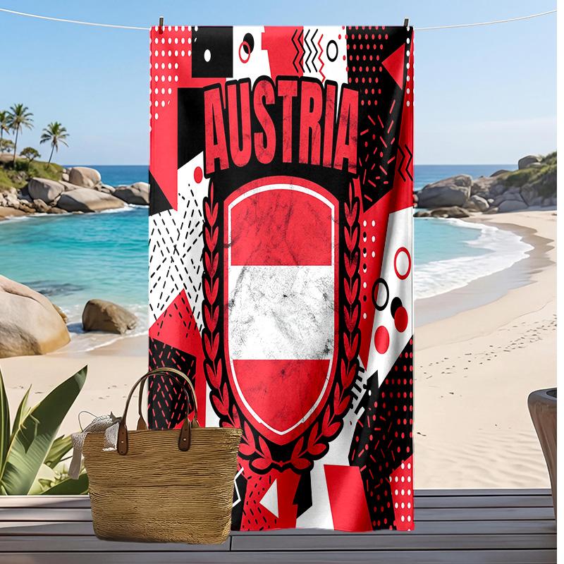 Asciugamano da Spiaggia con Stampa Calcio Austriaca Asciugatura Rapida Super Assorbente Morbido Asciugamano da Bagno per Nuoto Spiaggia Viaggio Souvenir Regalo