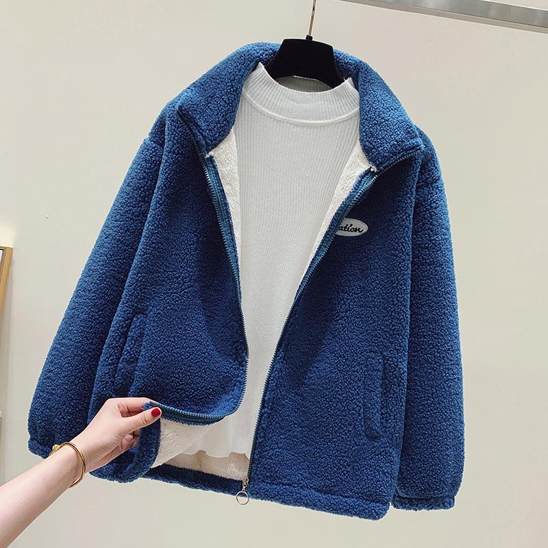 Unisex Fleece-Lined Lamb's Wool Jacket - Warm and Thick for Autumn/Winter