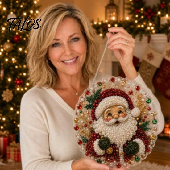 Holiday Party Crafting Accessories Christmas Faux Pearl Painting Hanging Ornament Kit, DIY 3D Beads Multi Layered Bead Art Craft, Acrylic Gem